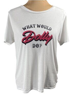 Draper James T-Shirt Dolly Short Sleeve Size M Medium White Pink Crew Neck